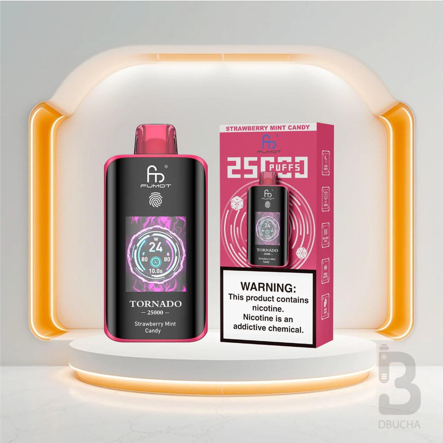 Jednorazówki - E papieros - Polska - Fumot - Tornado - 25K - Strawberry Mint Candy - Najtańsze