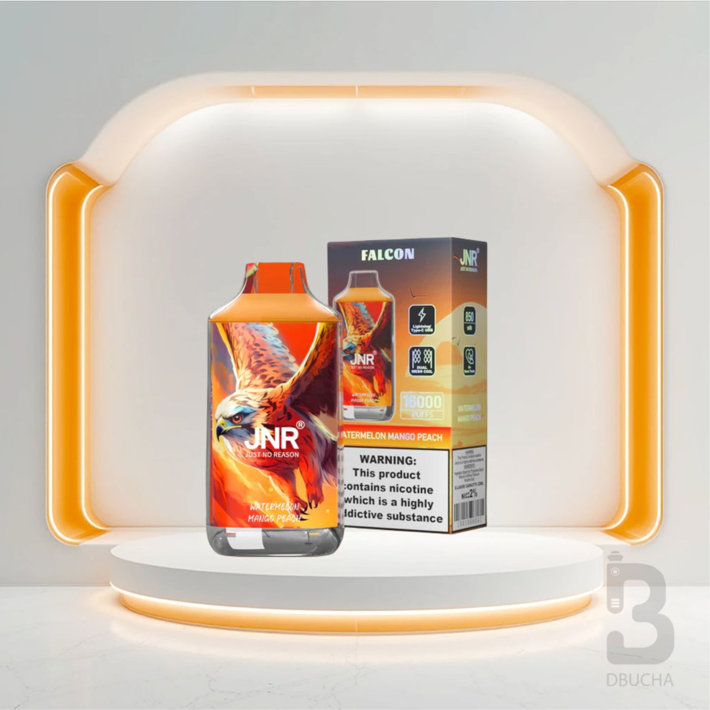 Jednorazówki - E papieros - Polska - JNR - Falcon - 16K - Watermelon Mango Peach - Najtańsze