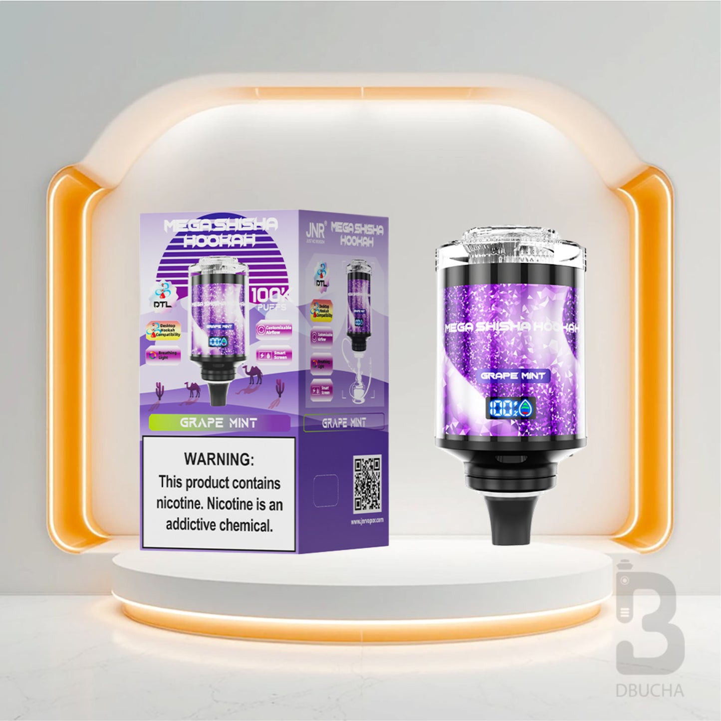 Jednorazówki - E papieros - Polska - JNR - Mega Shisha Hookah - 100K - Grape Mint - Najtańsze