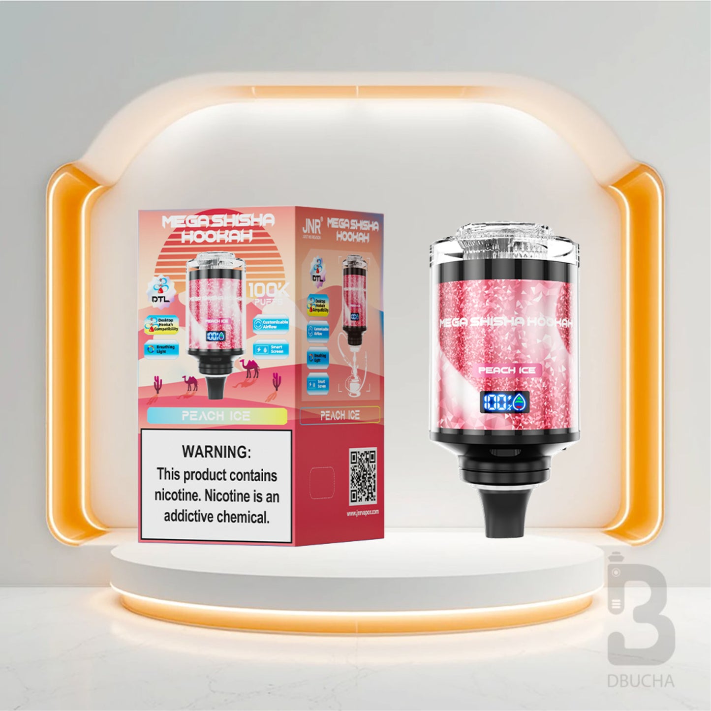 Jednorazówki - E papieros - Polska - JNR - Mega Shisha Hookah - 100K - Peach Ice - Najtańsze