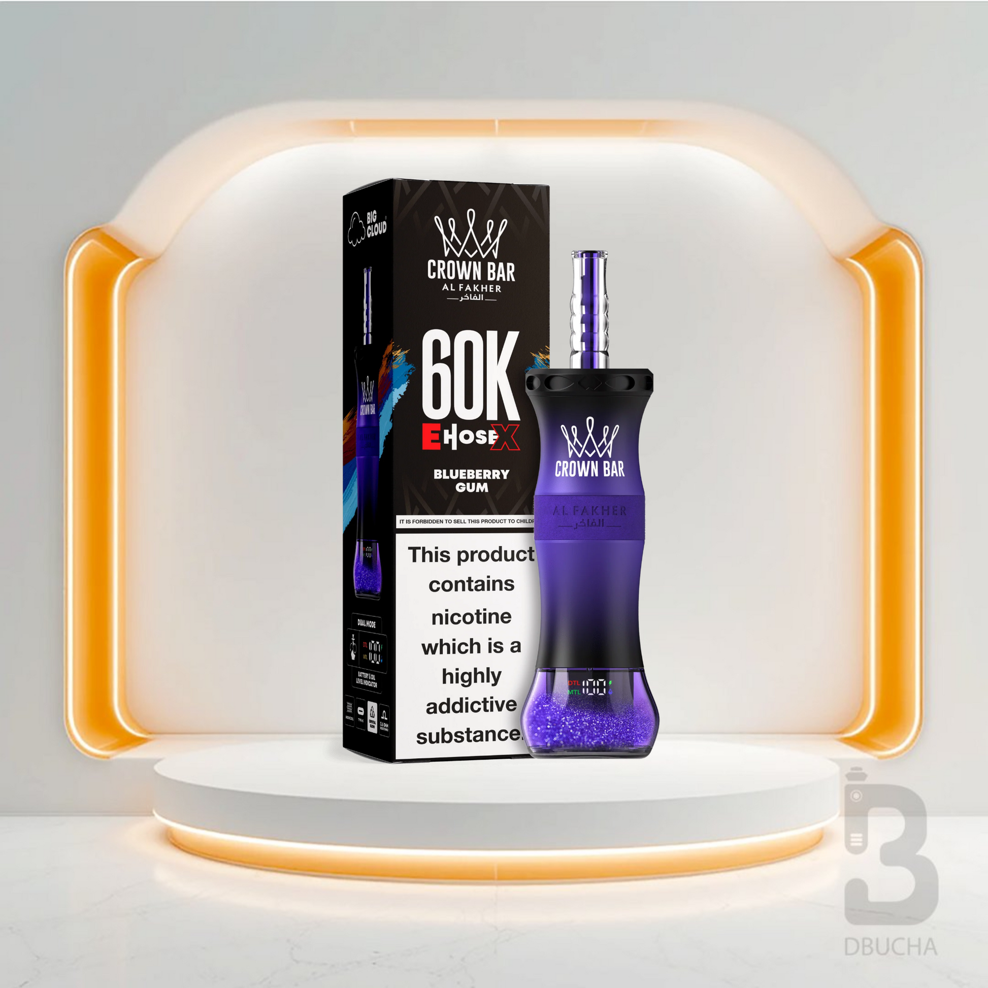 Jednorazówki - E papieros - Al Fakher - Crown Bar E-Hose X - 60K - Blueberry Gum - Najtańsze