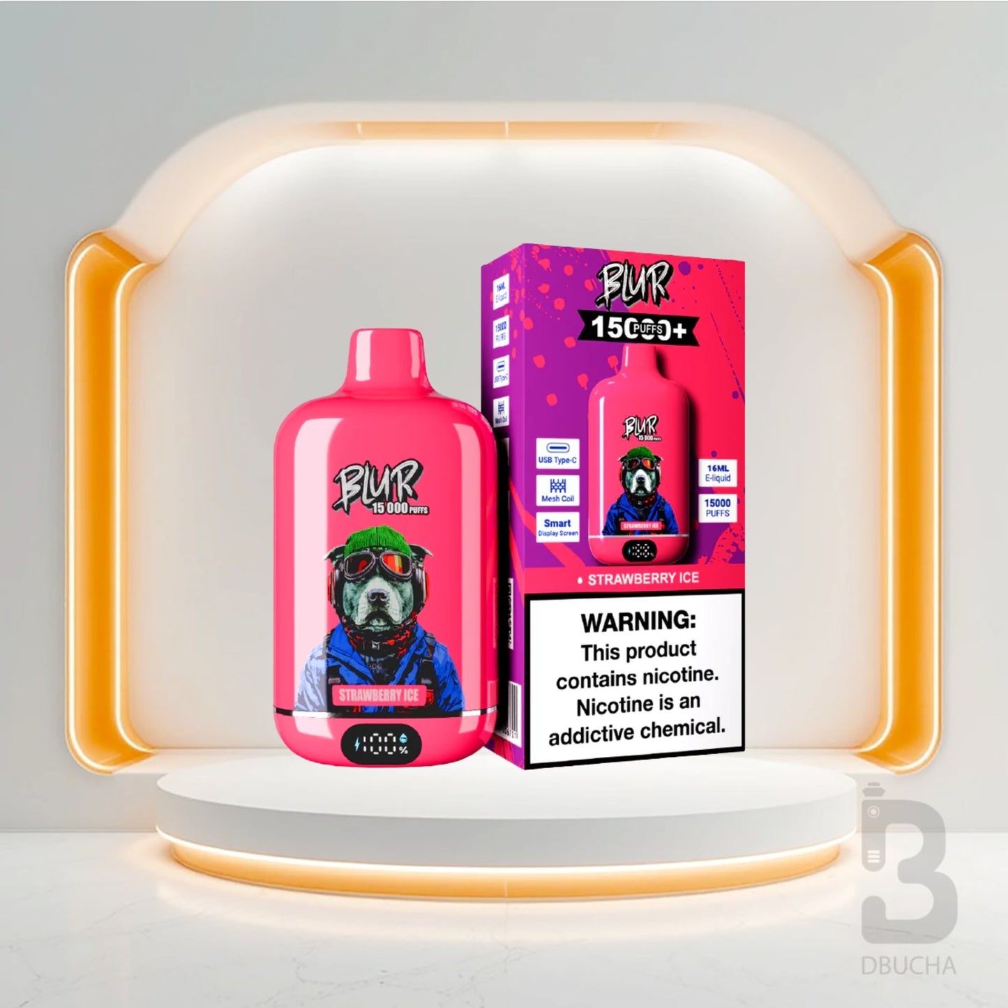 Jednorazówki - E papieros - Polska - Blur 15000 - 15K - Strawberry Ice - Najtańsze