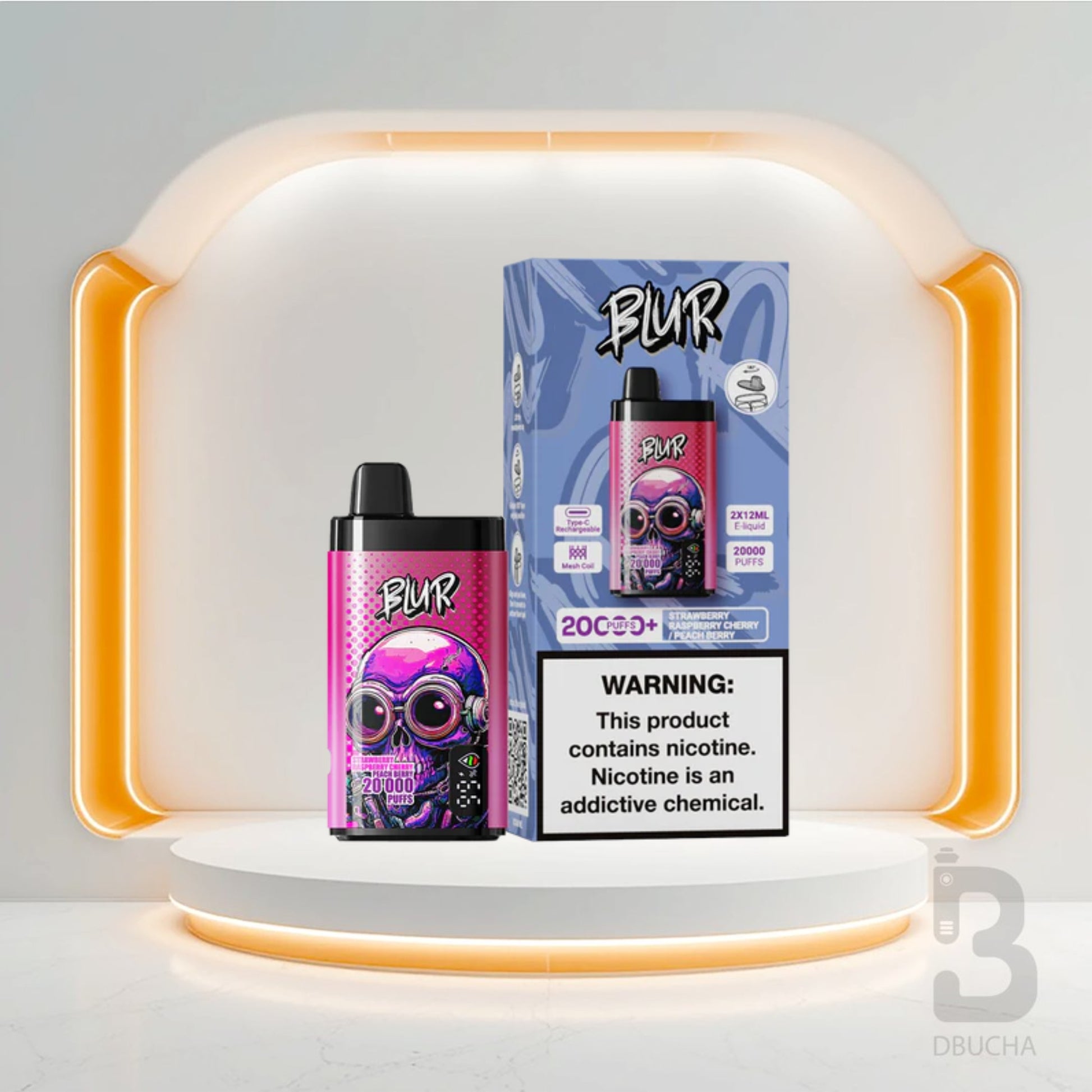 Jednorazówki - E papieros - Polska - Blur 20000 - 20K - Strawberry Raspberry Cherry & Peach Berry - Najtańsze