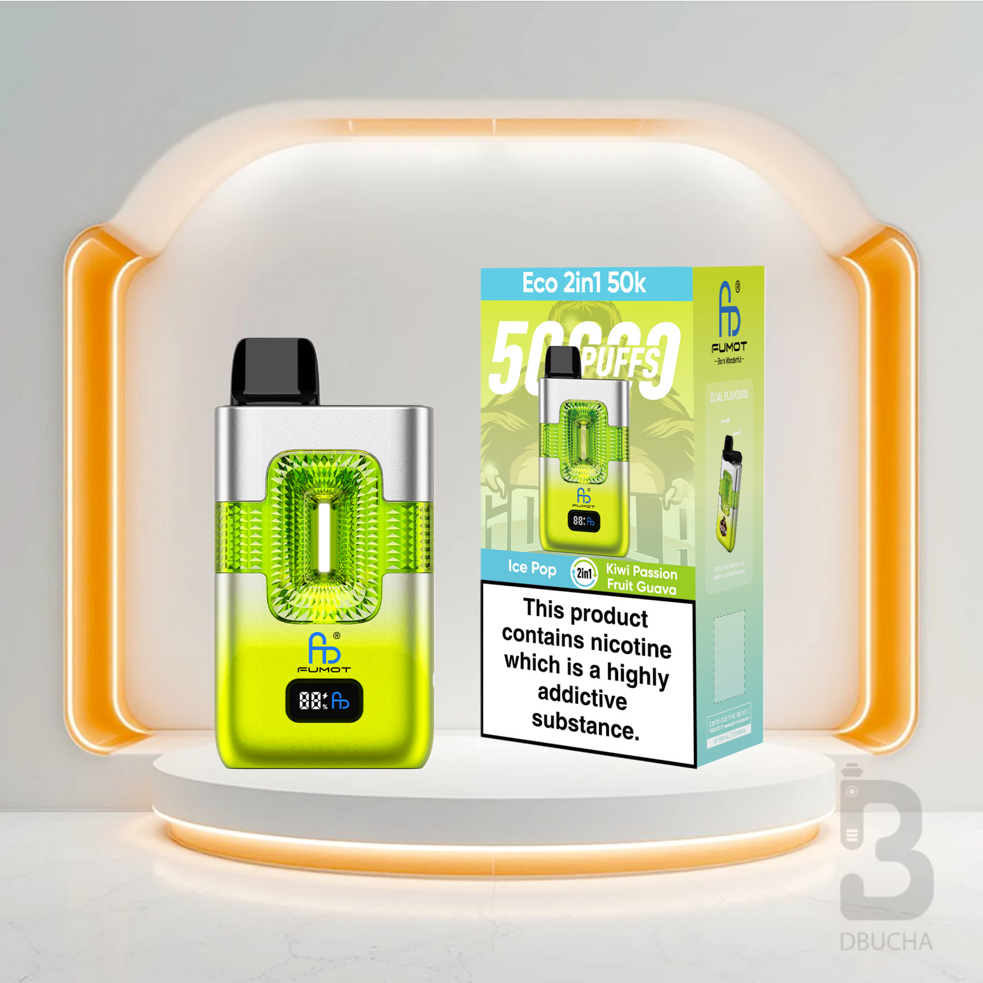 Jednorazówki - E papieros -Fumot-Eco-2-w-1-50K -Ice-Pop-Kiwi Passion Fruit Guava- Najtańsze
