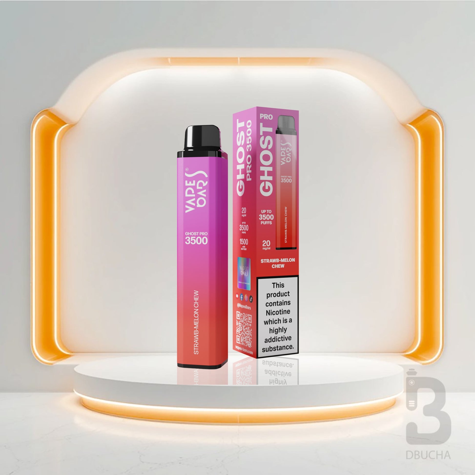 Jednorazówki - E papieros - Polska - Ghost - Pro - 3.5K - Strawb-Melon Chew - Najtańsze