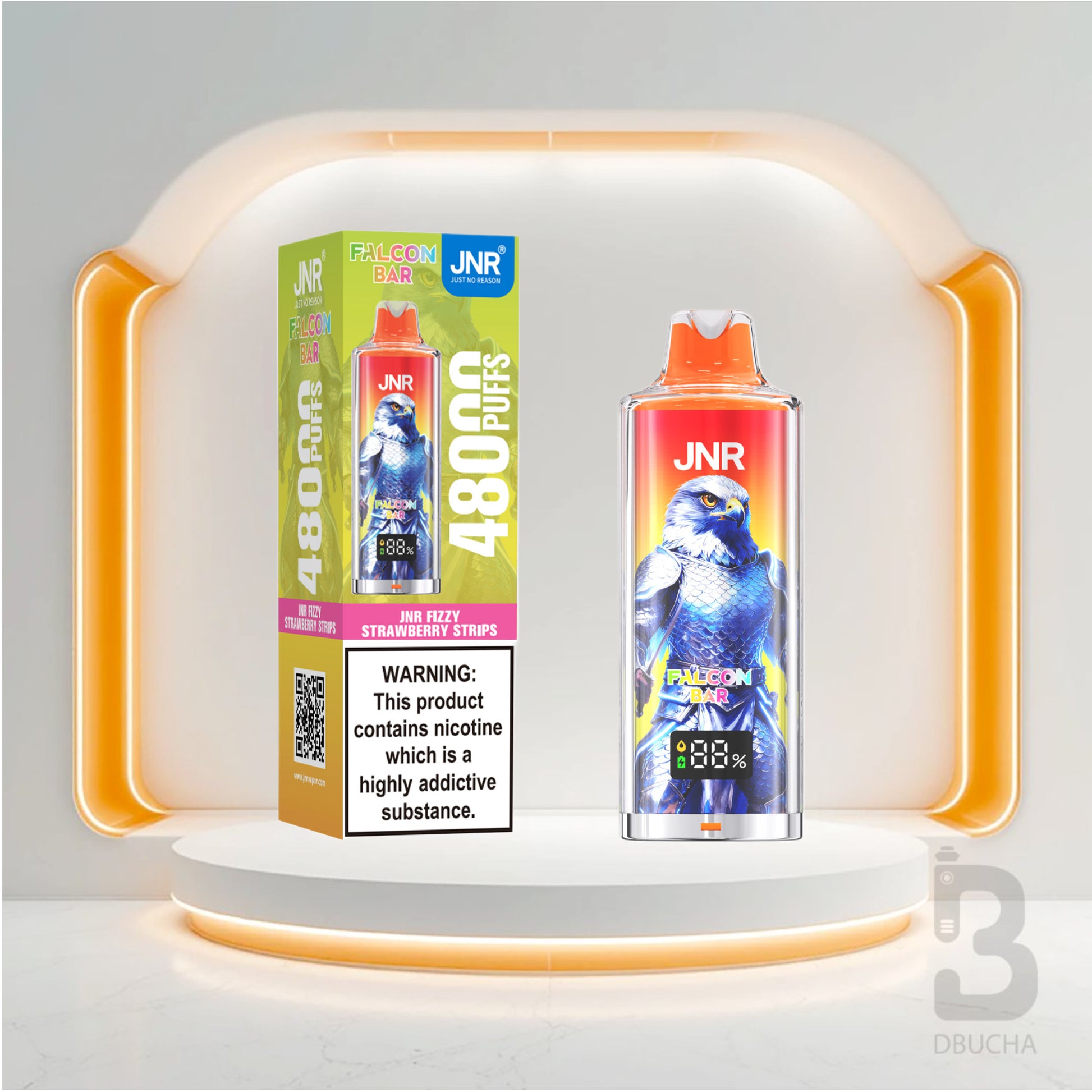 Jednorazówki - E papieros - Polska - JNR - Falcon Bar - 48K - JNR Fizzy Strawberry Strips - Najtańsze