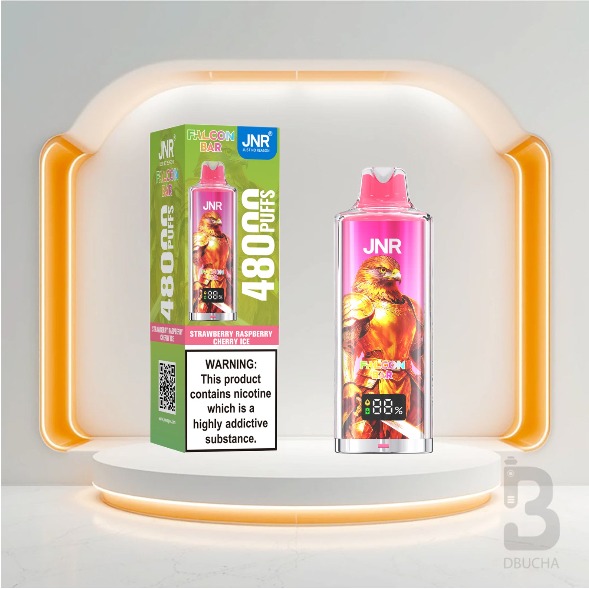 Jednorazówki - E papieros - Polska - JNR - Falcon Bar - 48K - Strawberry Raspberry Cherry Ice - Najtańsze