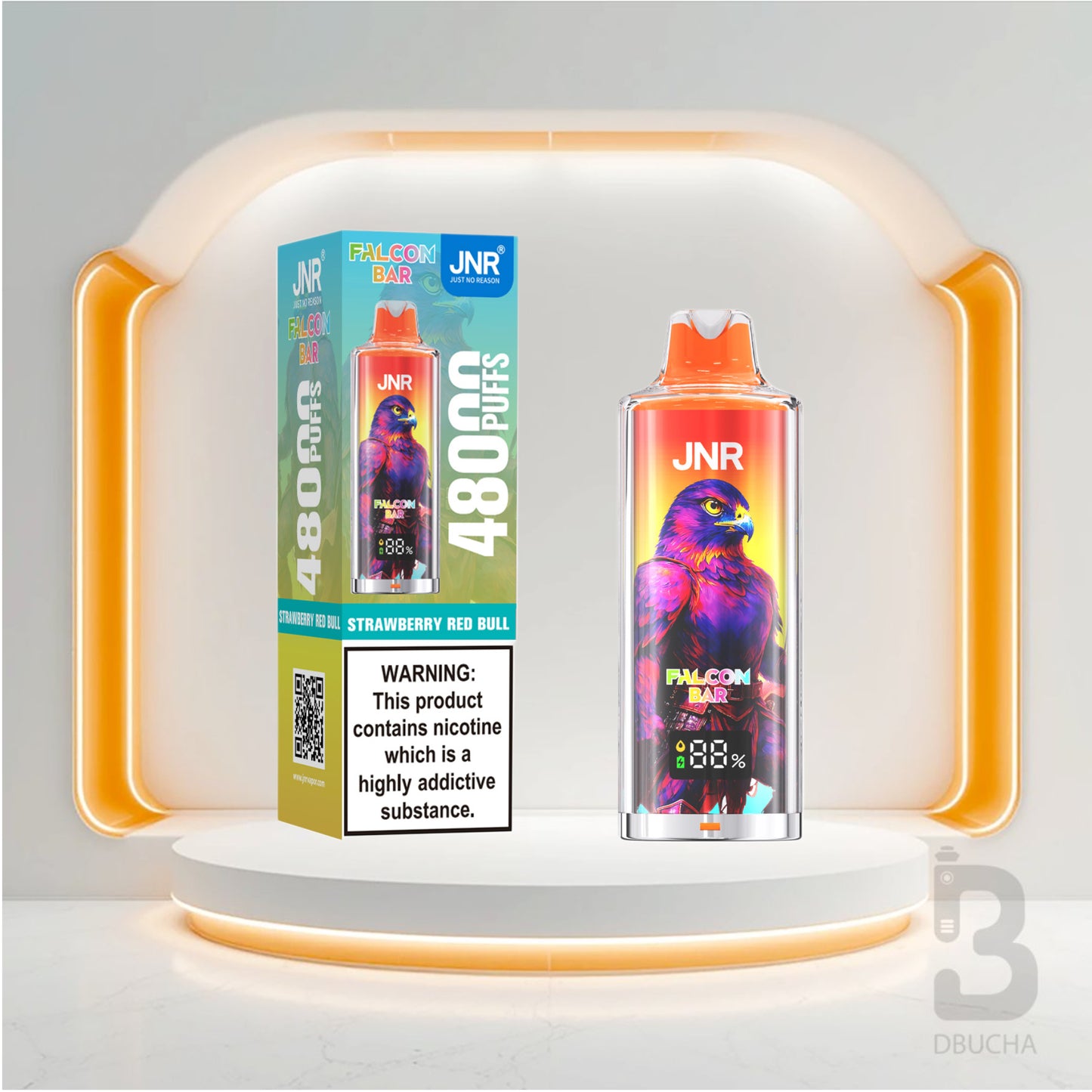 Jednorazówki - E papieros - Polska - JNR - Falcon Bar - 48K - Strawberry Red Bull - Najtańsze