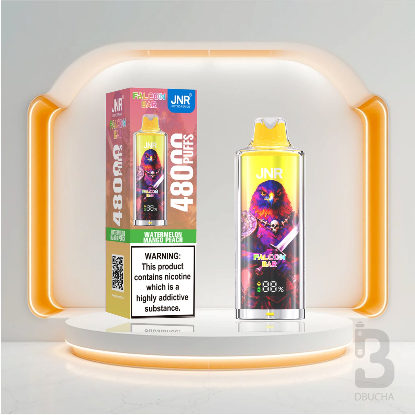 Jednorazówki - E papieros - Polska - JNR - Falcon Bar - 48K - Watermelon Mango Peach - Najtańsze