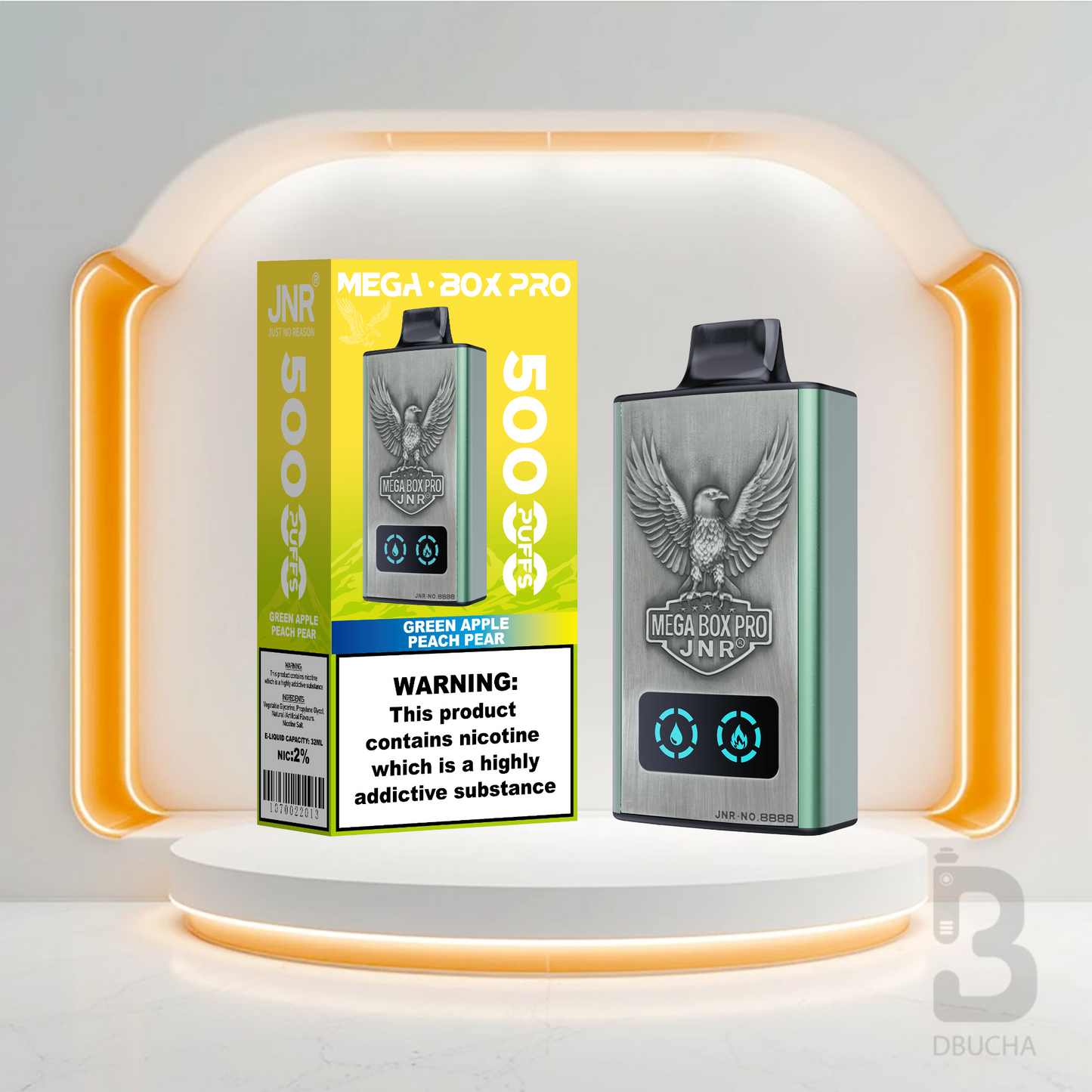 Jednorazówki - E papieros - Polska - JNR - MegaBox Pro - 55K - Green Apple Peach Pear - Najtańsze