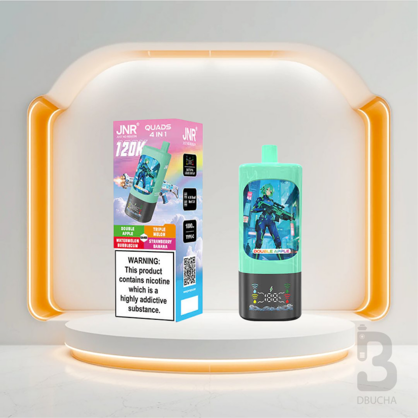 Jednorazówki - E papieros - JNR - Quads - 120K - Double Apple - Watermelon Bubblegum - Triple Melon - Strawberry Banana- Najtańsze
