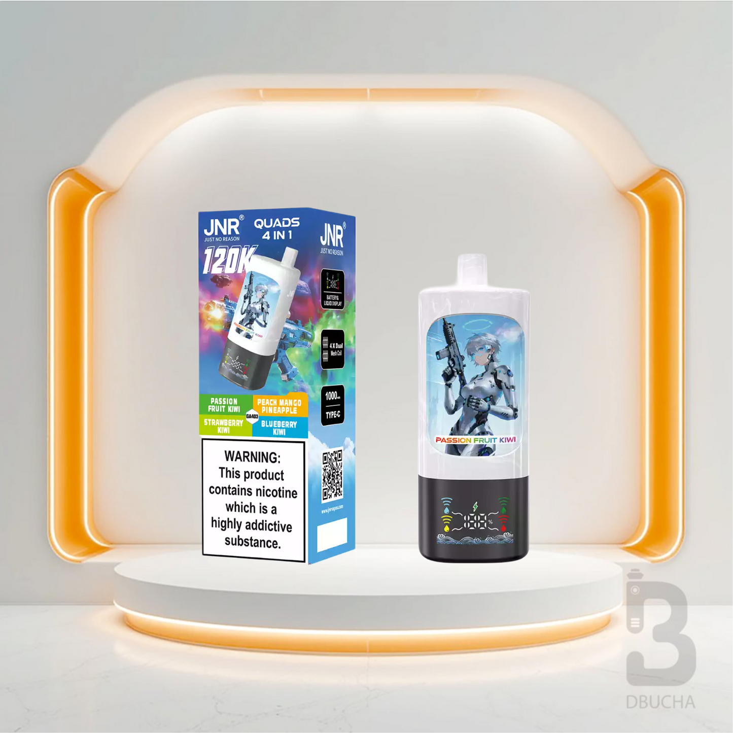 Jednorazówki - E papieros - JNR - Quads - 120K - Passion Fruit Kiwi -Peach Mango-Pineapple - Strawberry Kiwi -Blueberry Kiwi - Najtańsze