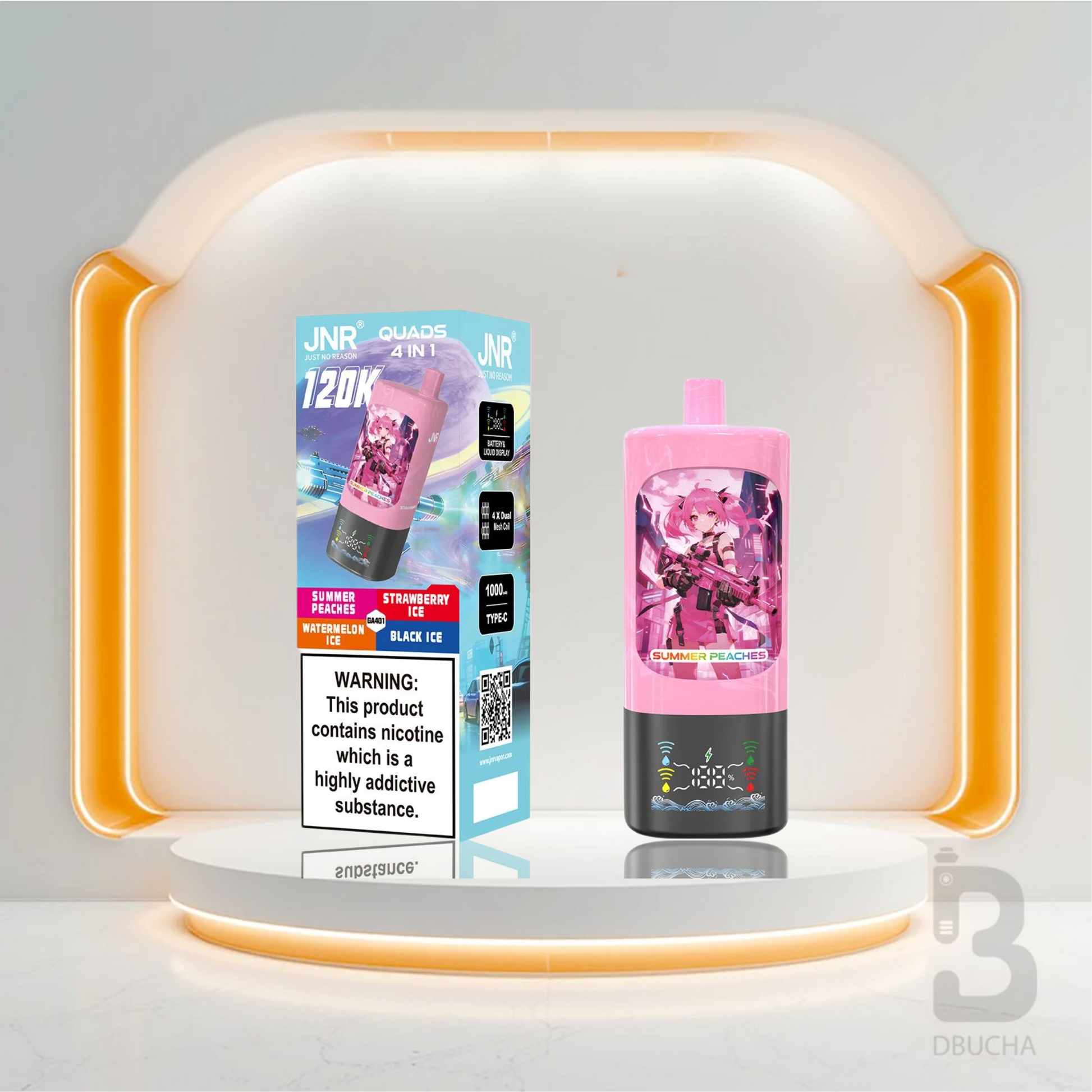 Jednorazówki - E papieros - JNR - Quads - 120K - Summer Peaches - Strawberry Ice - Watermelon Ice - Black Ice - Najtańsze