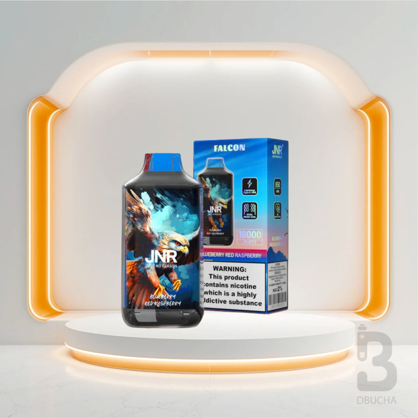 Jednorazówki - E papieros - Polska - JNR - Falcon - 16K - Blueberry Red Raspberry - Najtańsze