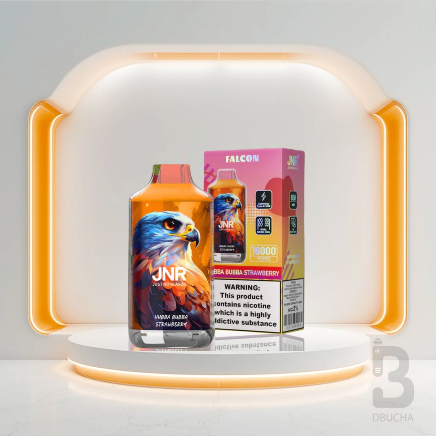 Jednorazówki - E papieros - Polska - JNR - Falcon - 16K - Hubba Bubba Strawberry - Najtańsze