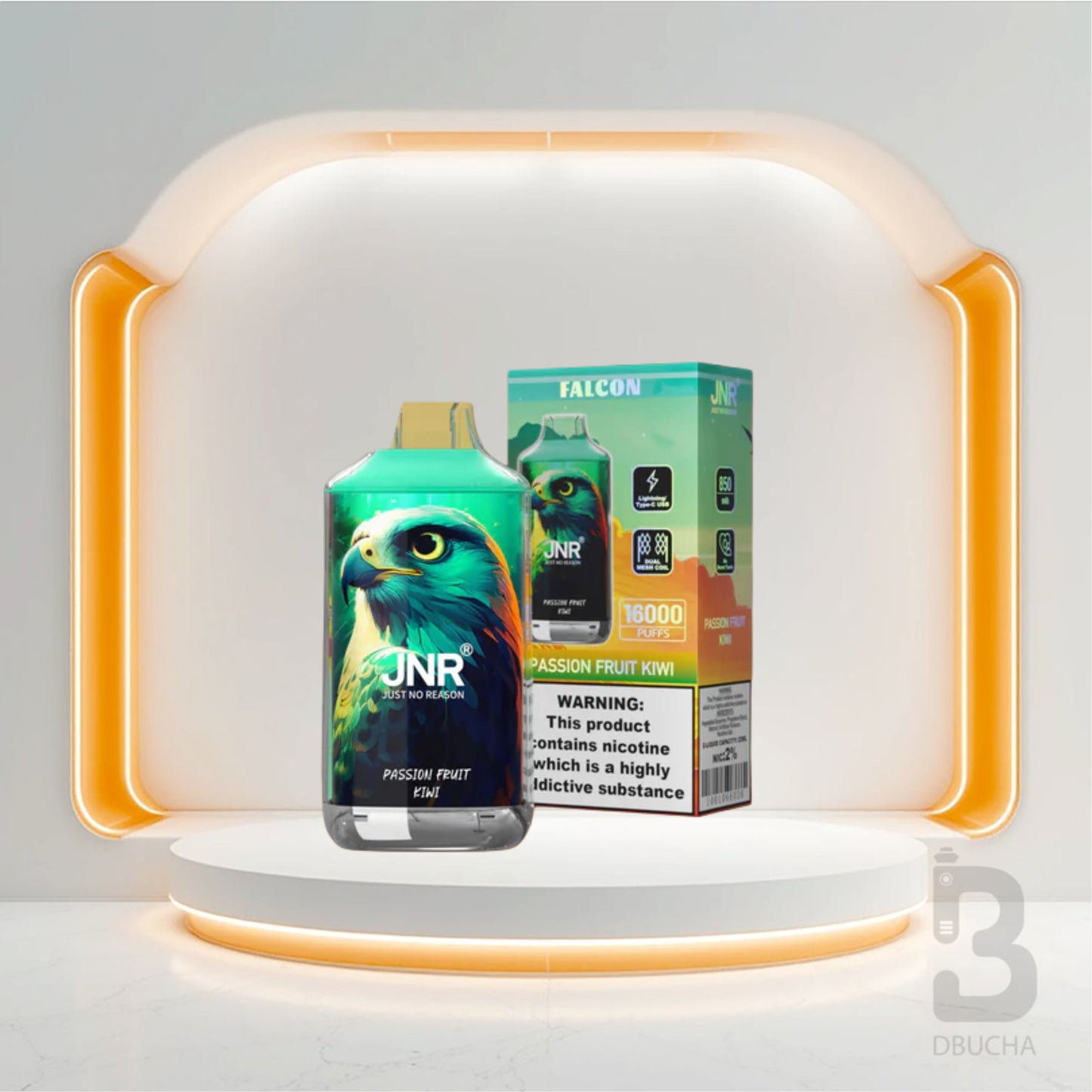 Jednorazówki - E papieros - Polska - JNR - Falcon - 16K - Passion Fruit Kiwi - Najtańsze