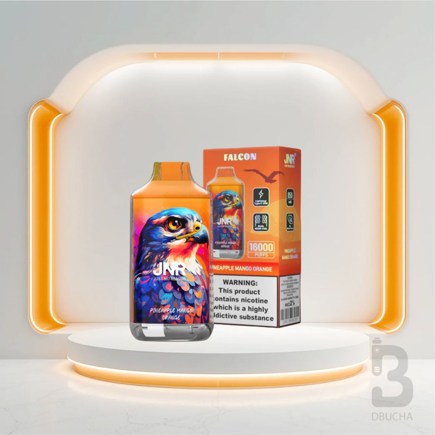 Jednorazówki - E papieros - Polska - JNR - Falcon - 16K - Pineapple Mango Ornage- Najtańsze