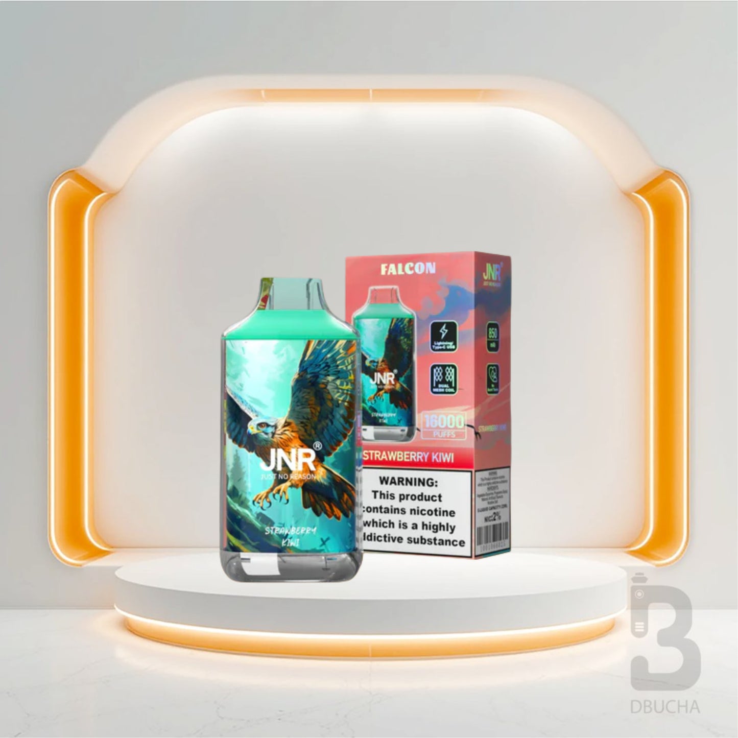 Jednorazówki - E papieros - Polska - JNR - Falcon - 16K - Strawberry Kiwi - Najtańsze