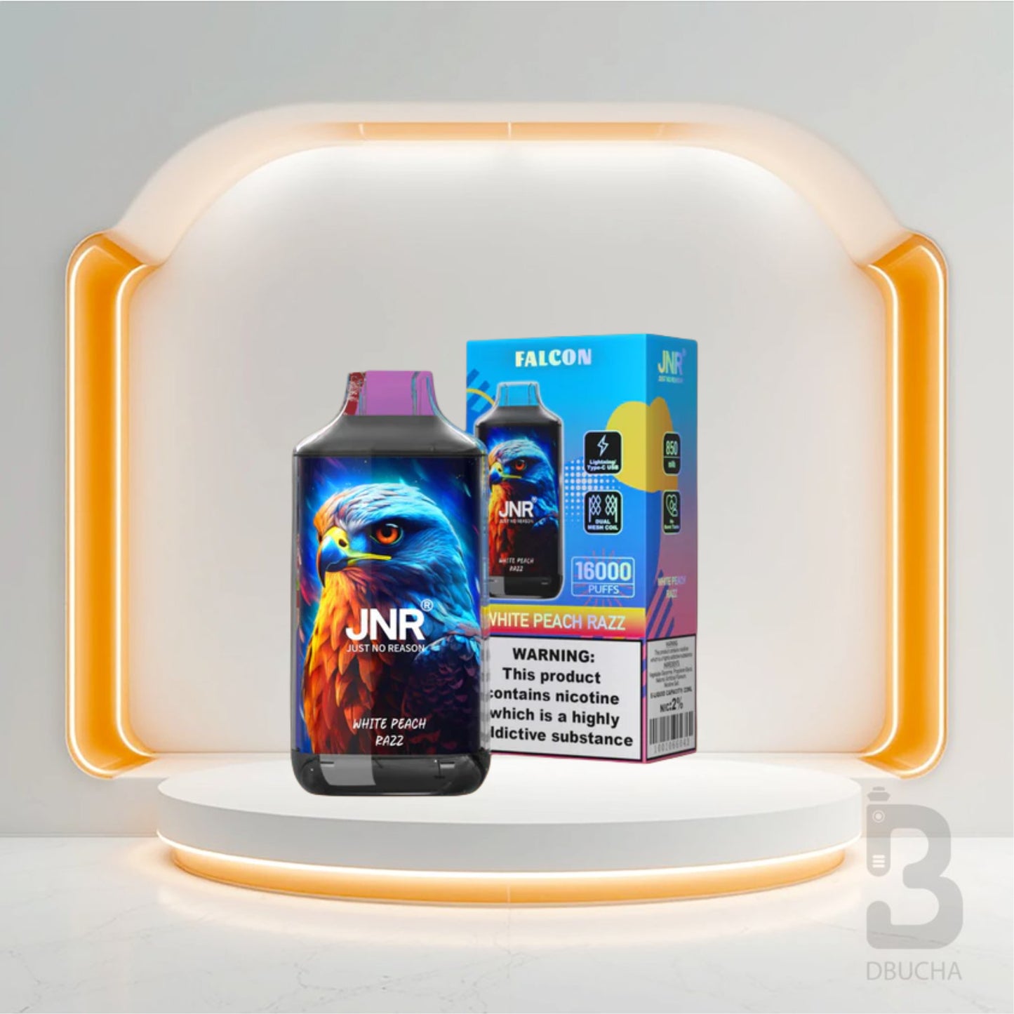 Jednorazówki - E papieros - Polska - JNR - Falcon - 16K - White Peach Razz - Najtańsze