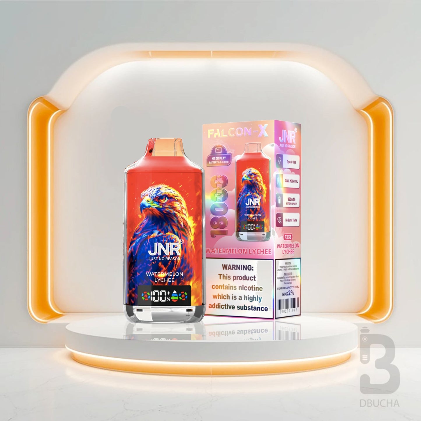 Jednorazówki - E papieros - Polska - JNR - Falcon X - 18K - Watermelon Lychee - Najtańsze