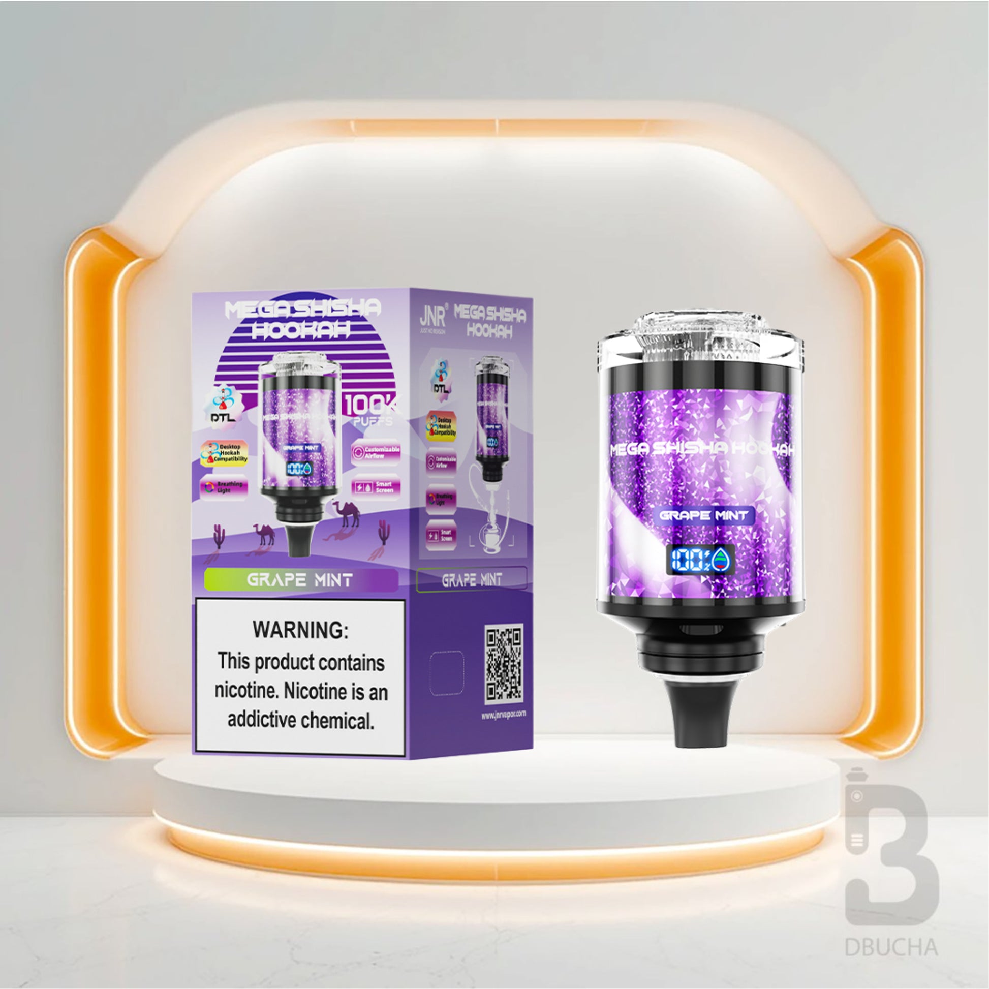 Jednorazówki - E papieros - Polska - JNR - Mega Shisha Hookah - 100K - Grape Mint - Najtańsze