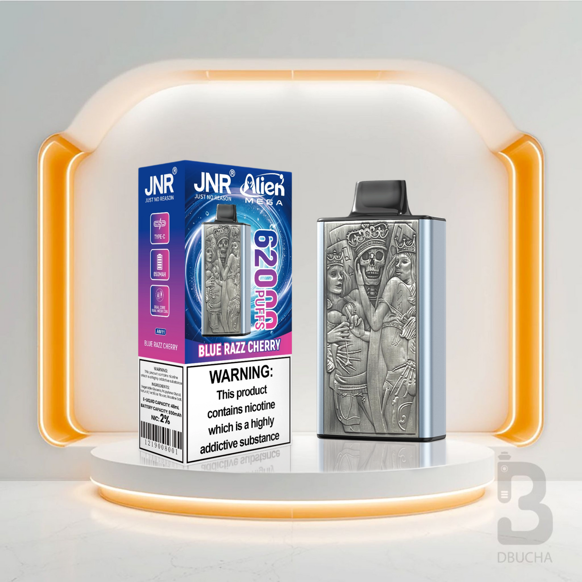 Jednorazówki - E papieros - JNR Alien Mega - 62K buchów - Blue Razz Cherry - Najtańsze