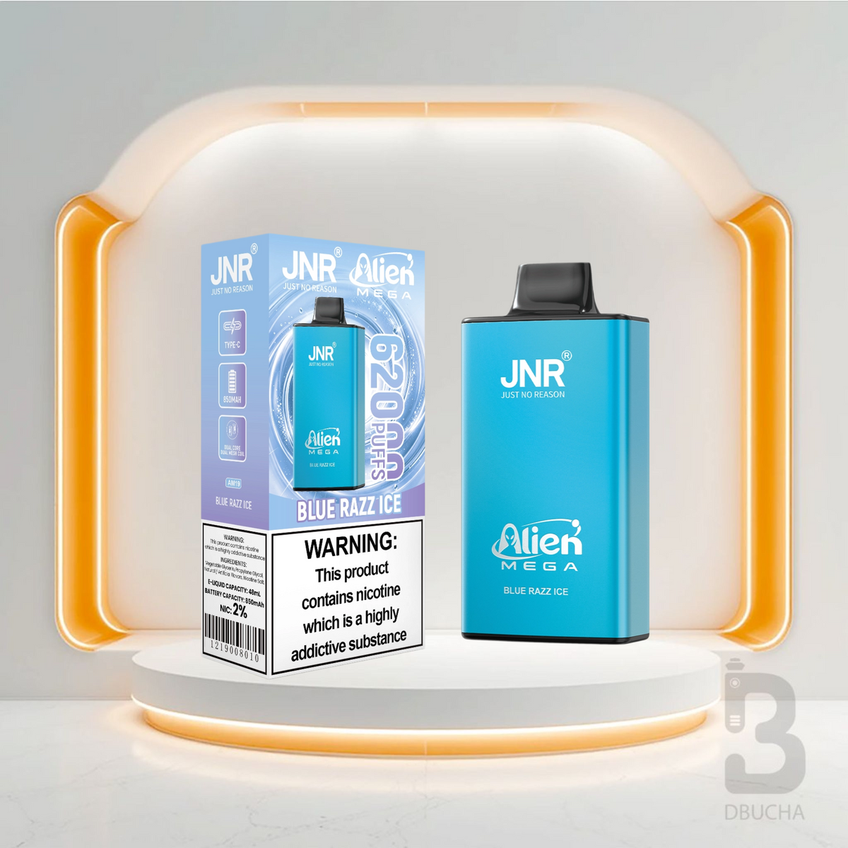 Jednorazówki - E papieros - JNR Alien Mega - 62K buchów - Blue Razz Ice - Najtańsze