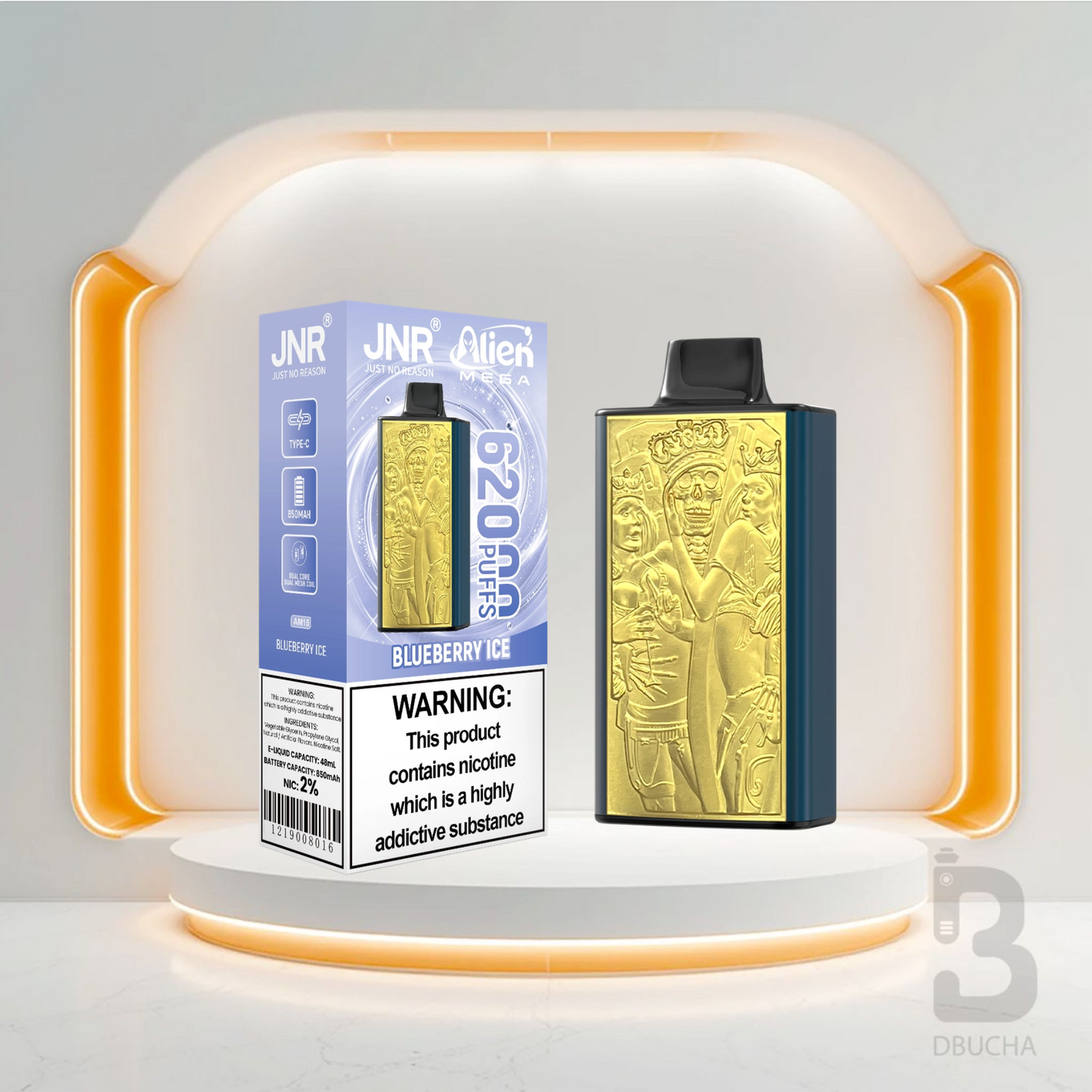 Jednorazówki - E papieros - JNR Alien Mega - 62K buchów - Blueberry Ice - Najtańsze