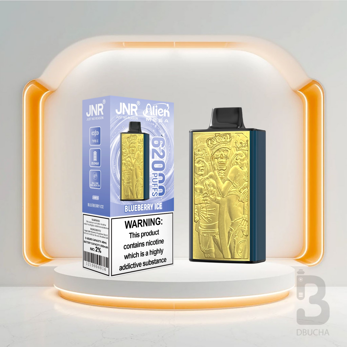 Jednorazówki - E papieros - JNR Alien Mega - 62K buchów - Blueberry Ice - Najtańsze