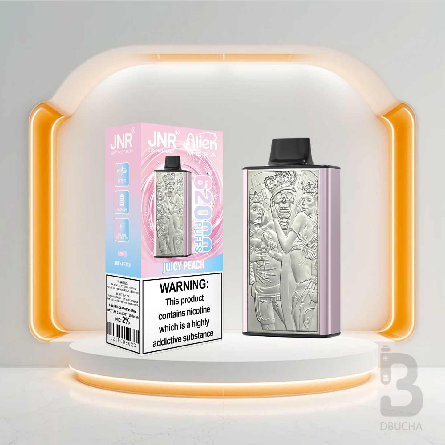 Jednorazówki - E papieros - JNR Alien Mega - 62K buchów - Juicy Peach - Najtańsze