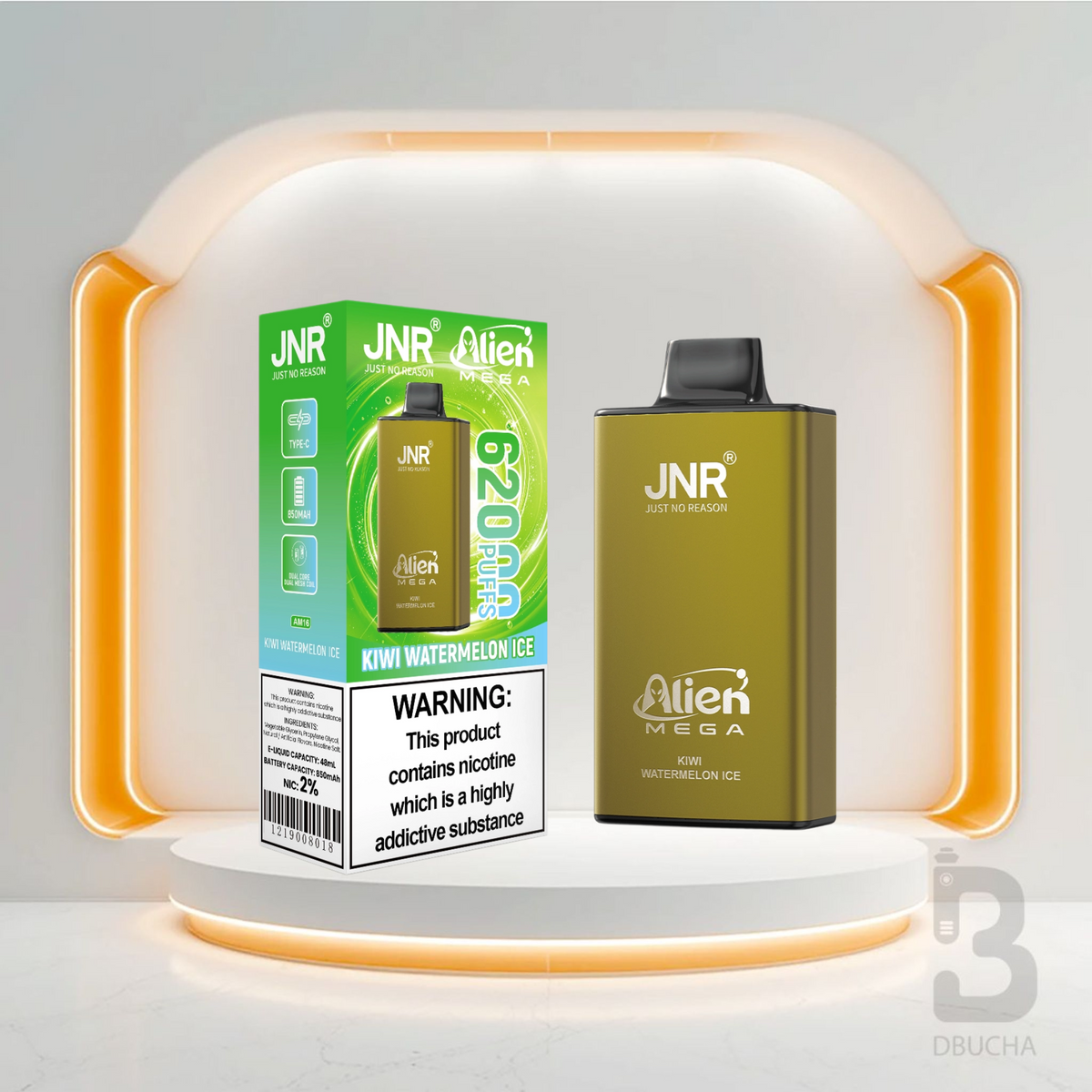 Jednorazówki - E papieros - JNR Alien Mega - 62K buchów - Kiwi Watermelon Ice - Najtańsze