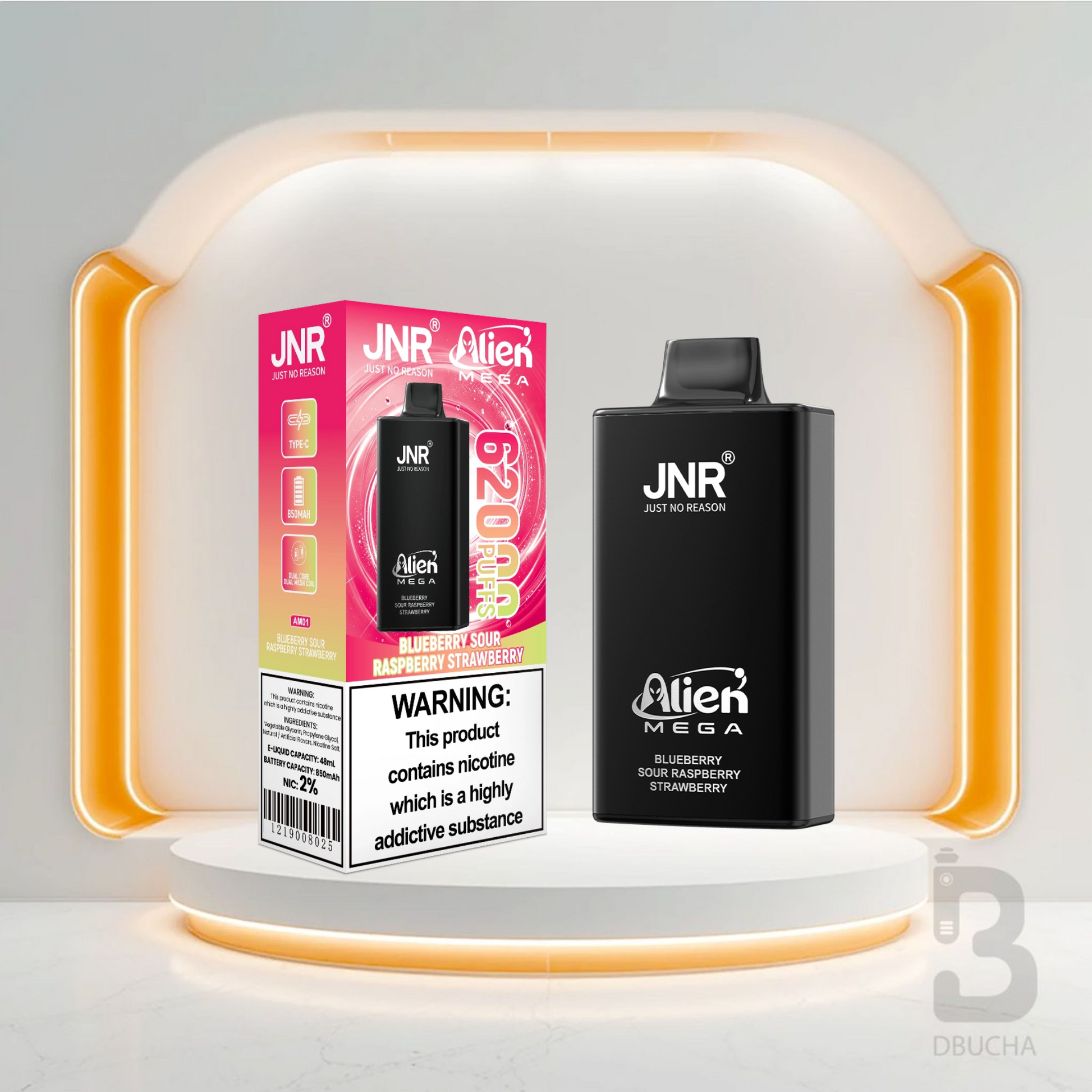 Jednorazówki - E papieros - JNR Alien Mega - 62K buchów - Blueberry Sour Raspberry Strawberry - Najtańsze