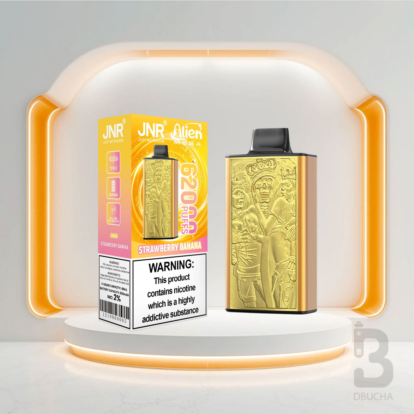 Jednorazówki - E papieros - JNR Alien Mega - 62K buchów - Strawberry Banana - Najtańsze