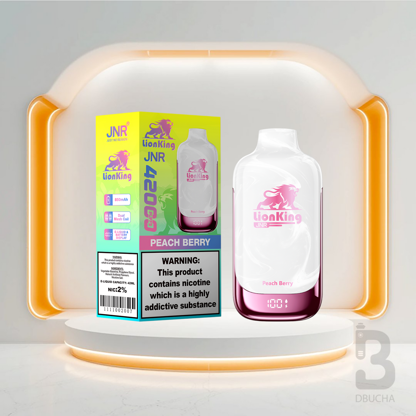 Jednorazówki - E papieros - JNR LionKing - 42K buchów - Peach Berry  - Najtańsze