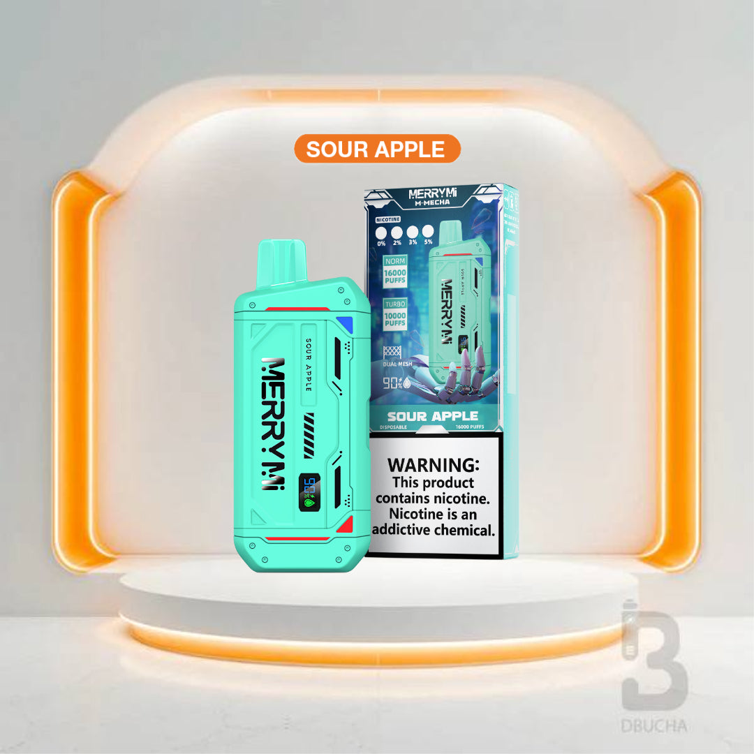 Jednorazówki - E papieros - Polska - MerryMi - M-Mecha - 16K - Sour Apple - Najtańsze