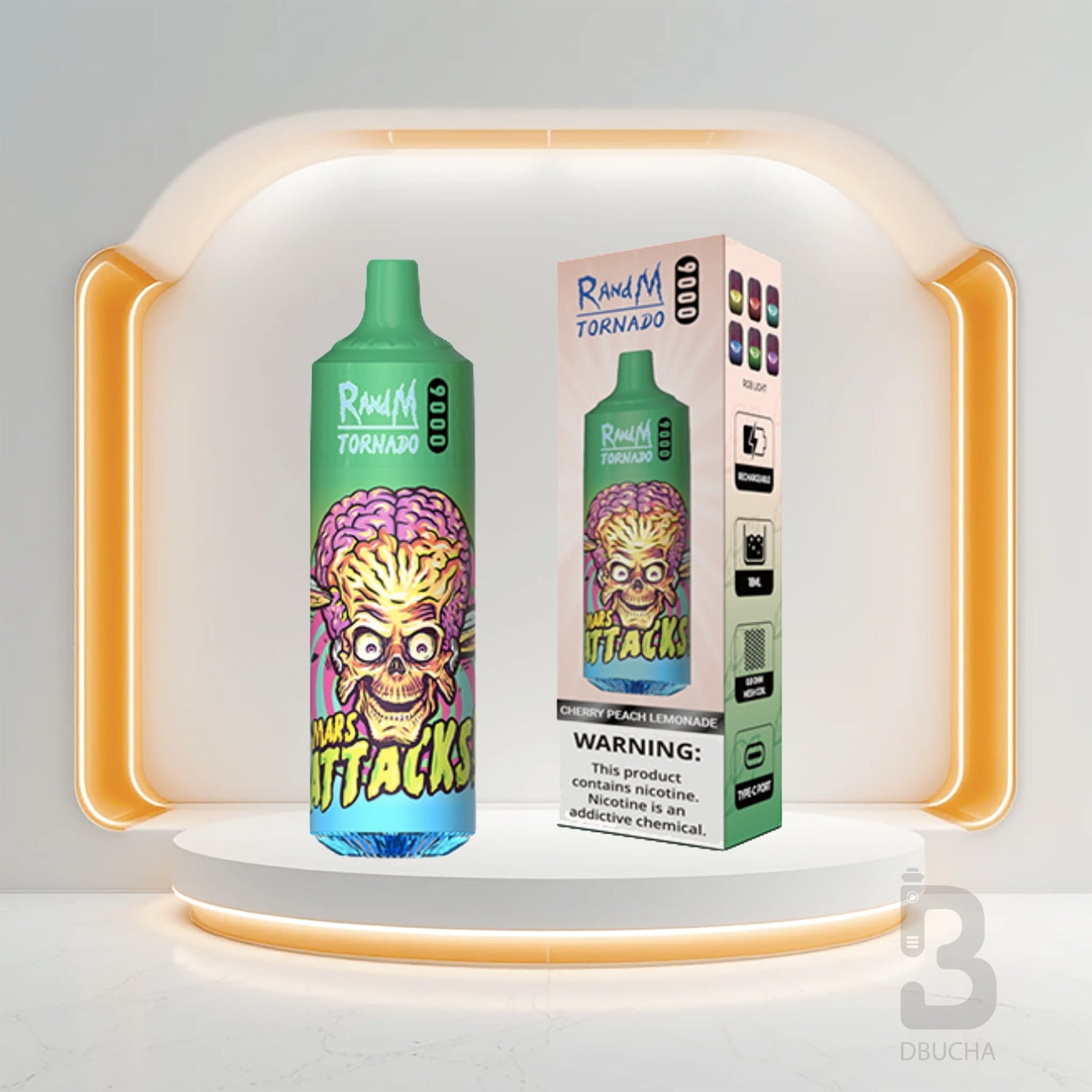 Jednorazówki - E papieros - Polska - RAndM - Tornado - 9K - Cherry Peach Lemonade - Najtańsze